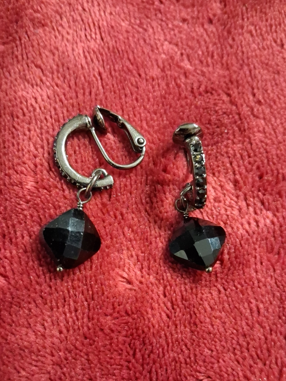 Liz Claiborne Black Faceted Drop Hoop Earrings - Women's Jewelry